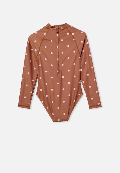 Free by Cotton On - Lindsay long sleeve one piece - amber brown