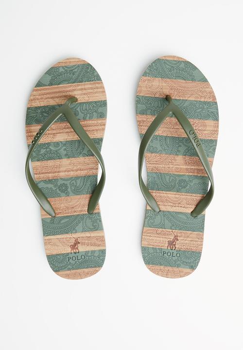 POLO - Kayla stripe flip flop - fatigue