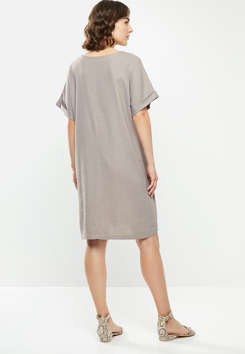 edit - Linen short sleeve tunic dress - grey