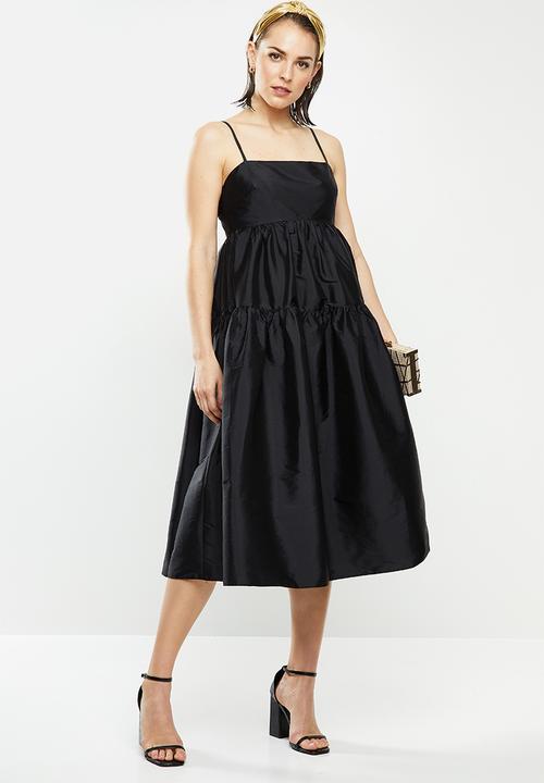 MILLA - Tiered midi dress - black