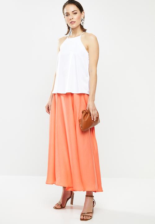 MILLA - Satin circle skirt - orange