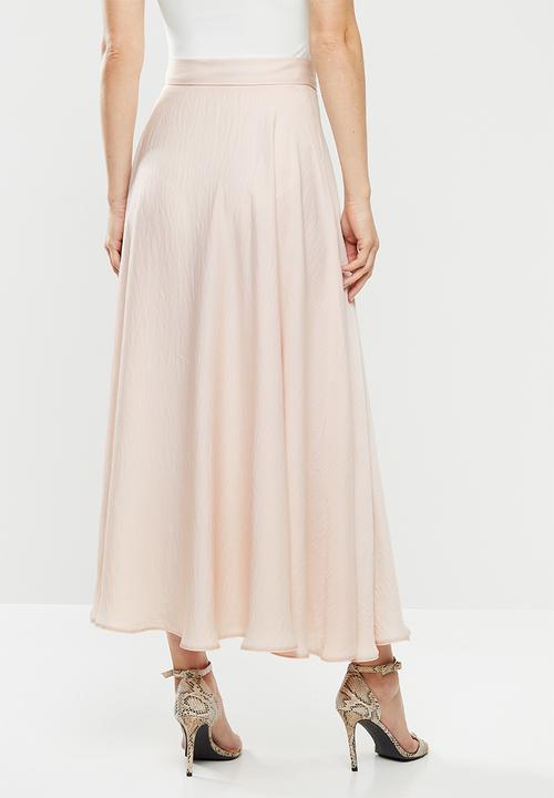 MILLA - Satin circle skirt - neutral pink