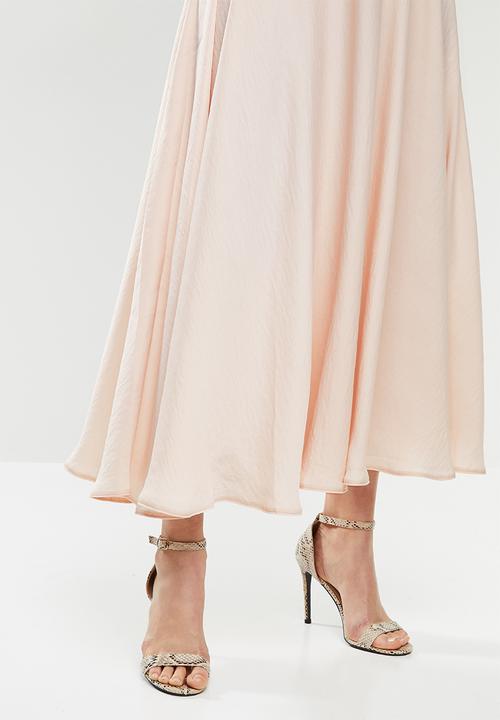 MILLA - Satin circle skirt - neutral pink