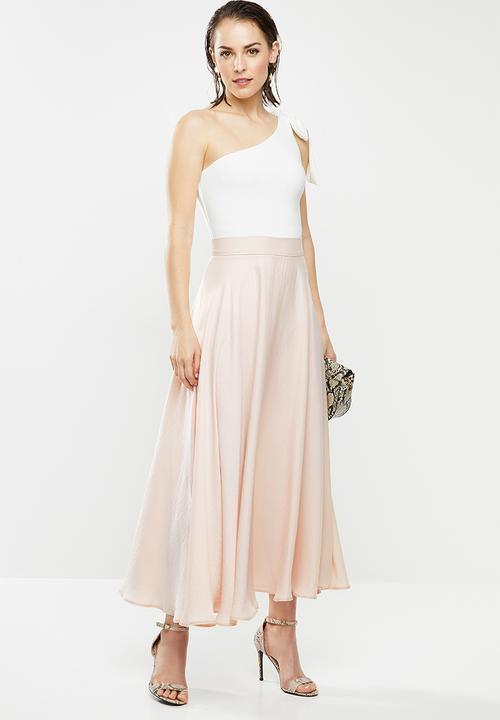 MILLA - Satin circle skirt - neutral pink