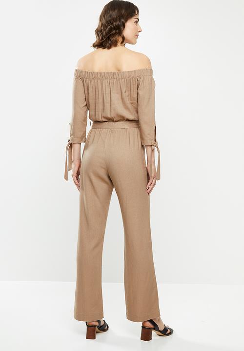 edit - Off the shoulder jumpsuit - brown