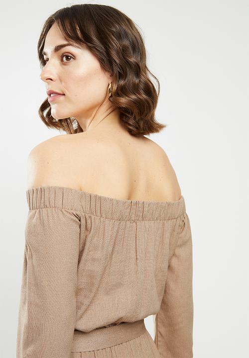 edit - Off the shoulder jumpsuit - brown