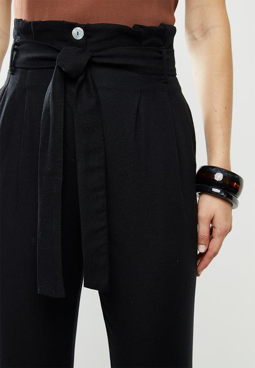 edit - Linen Paperbag pant - black