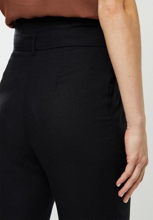 edit - Linen Paperbag pant - black