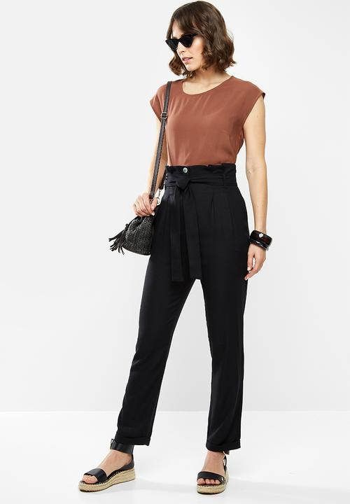 edit - Linen Paperbag pant - black