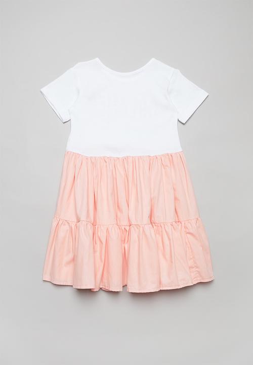 Pop Candy - Combo tiered dress -pink & white