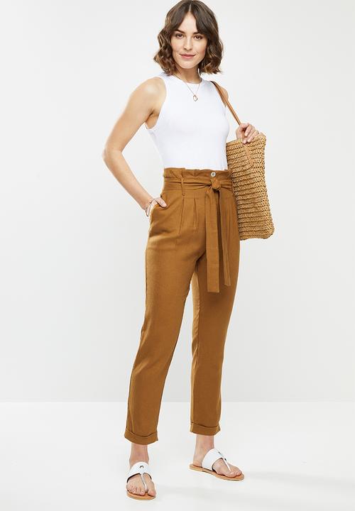 edit - Linen Paperbag pant - brown