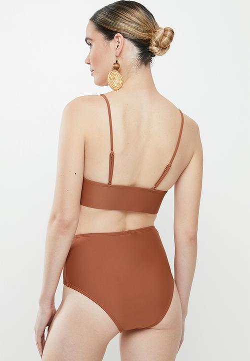 Vero Moda - Marta high waist swim pants - brown