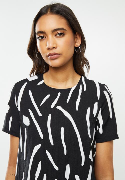 Me&B - Printed woven tee - black & white