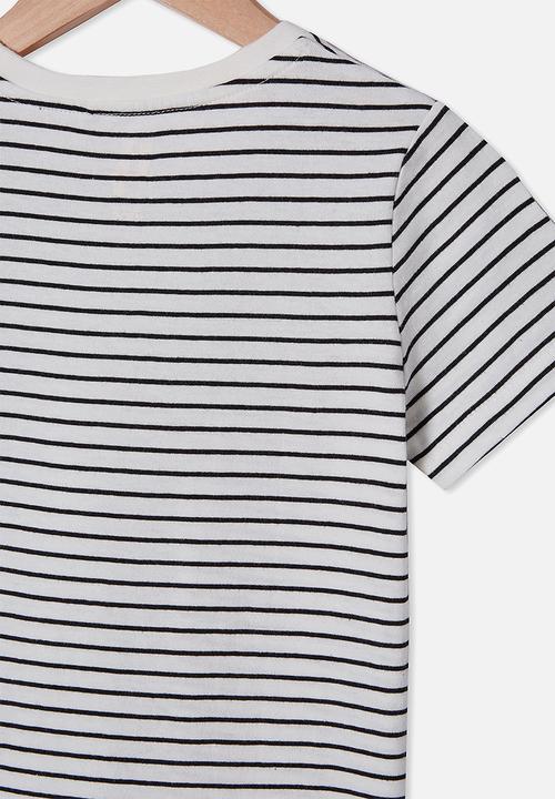 Cotton On - Core short sleeve tee - black & white stripe