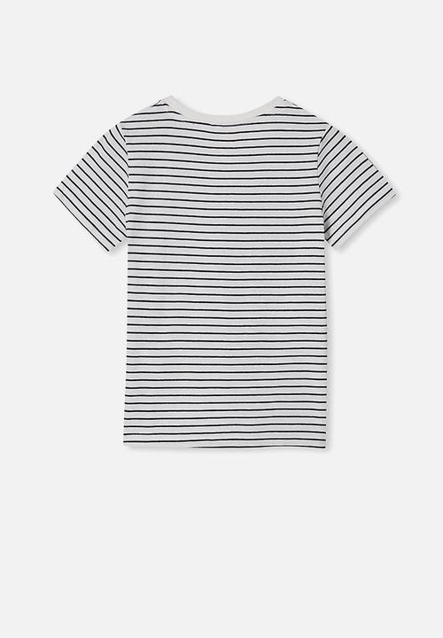 Cotton On - Core short sleeve tee - black & white stripe