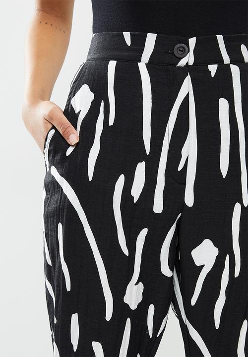 Me&B - Printed tapered pant - black & white