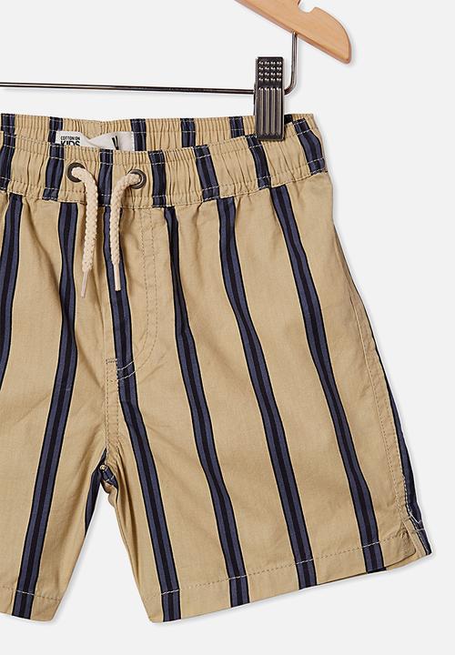 Cotton On - Volly short - semolina & navy vertical stripe