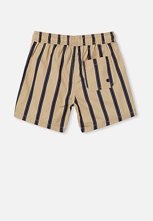 Cotton On - Volly short - semolina & navy vertical stripe