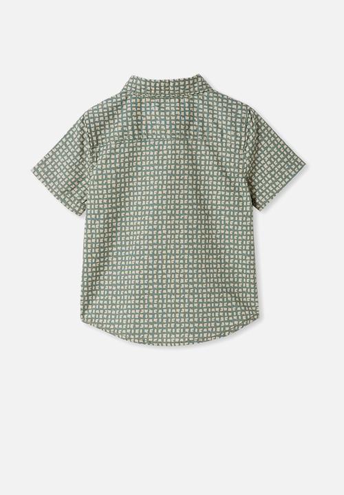 Cotton On - Resort short sleeve shirt - ditsy geo swag green
