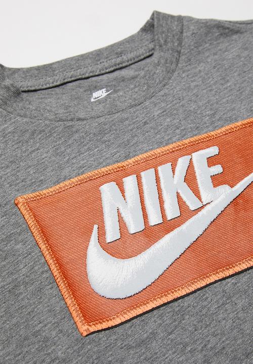 Nike - Faux futura patch short sleeve tee - grey & orange 