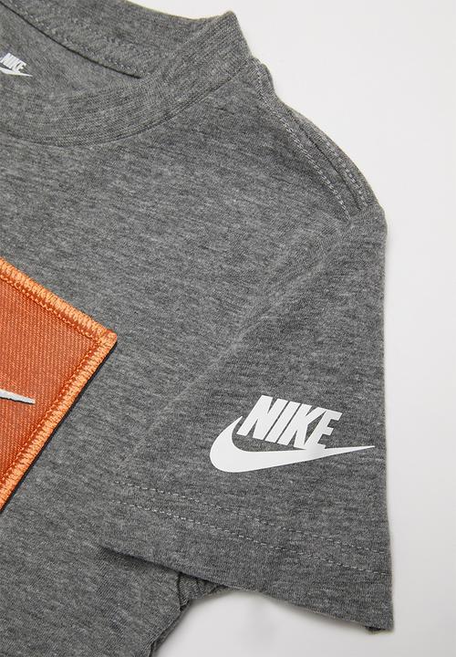 Nike - Faux futura patch short sleeve tee - grey & orange 