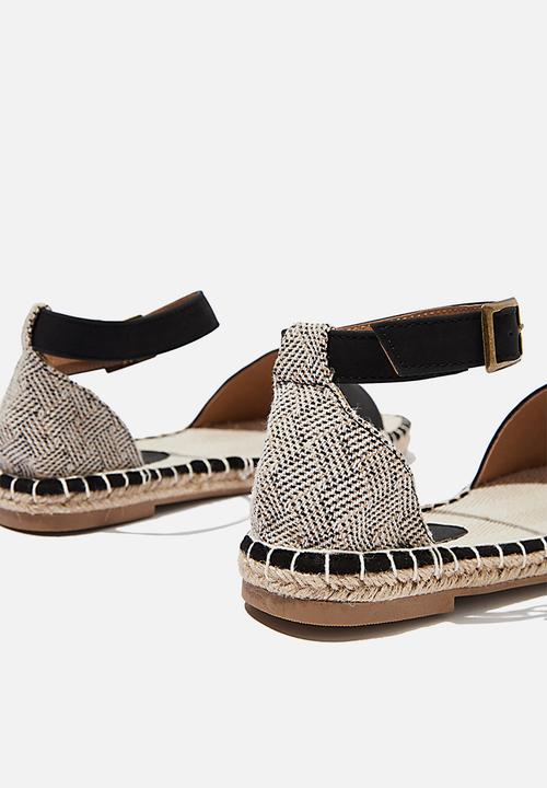 Cotton On - Rose open toe espadrille - black 