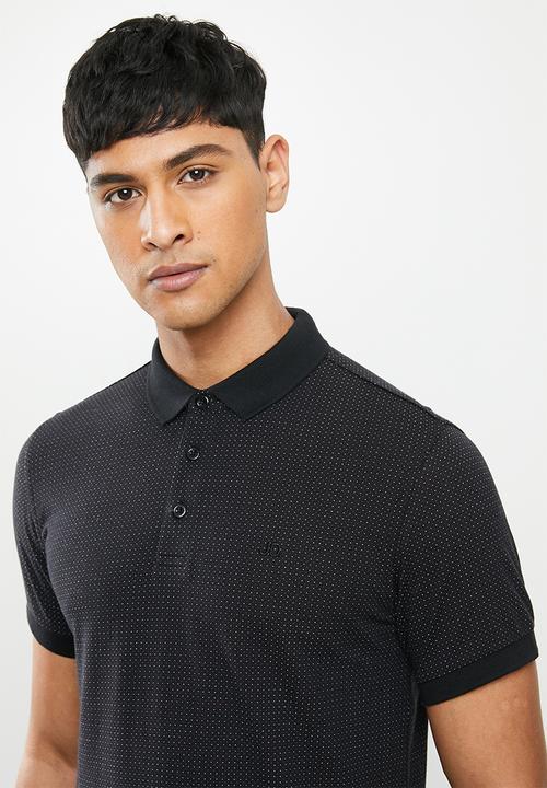 Jonathan D - Printed short sleeve golfer - black