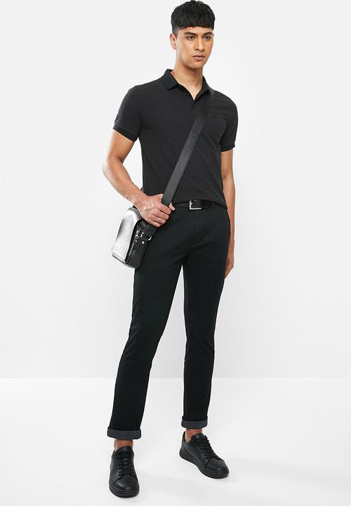 Jonathan D - Printed short sleeve golfer - black