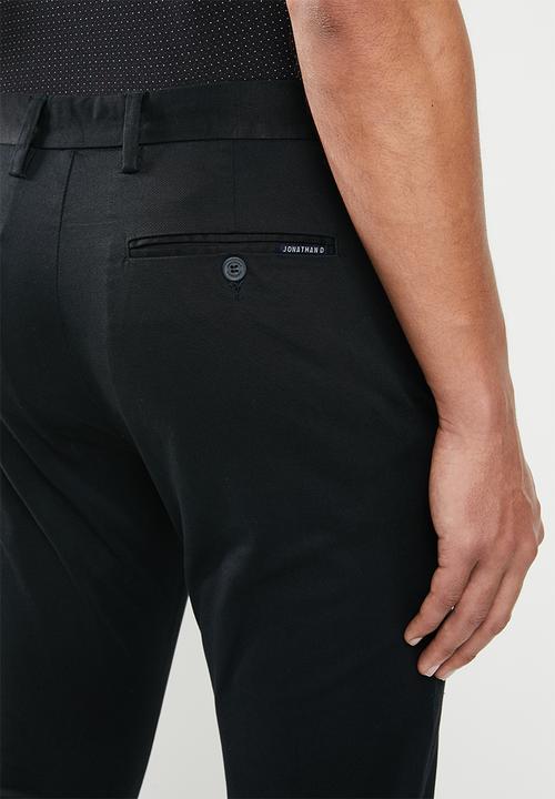 Jonathan D - Stretch trouser with side entry pockets - black