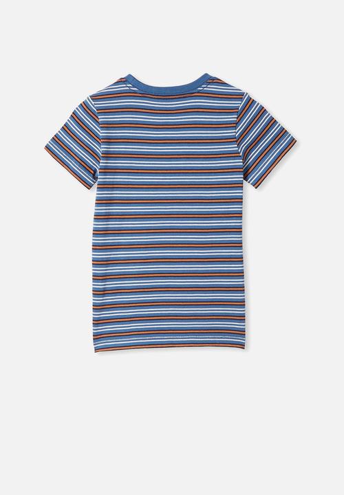 Cotton On - Core short sleeve tee - petty blue & amber brown stripe