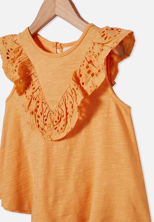 Cotton On - Juliette short sleeve top - papaya