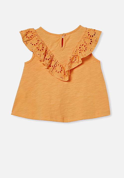 Cotton On - Juliette short sleeve top - papaya