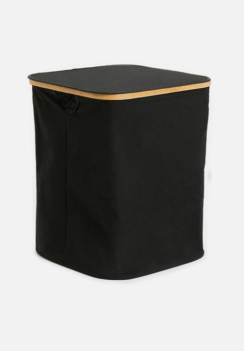 Bathroom Solutions - Laundry bag with bamboo ring - black