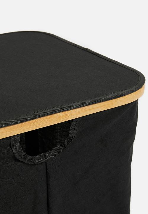 Bathroom Solutions - Laundry bag with bamboo ring - black