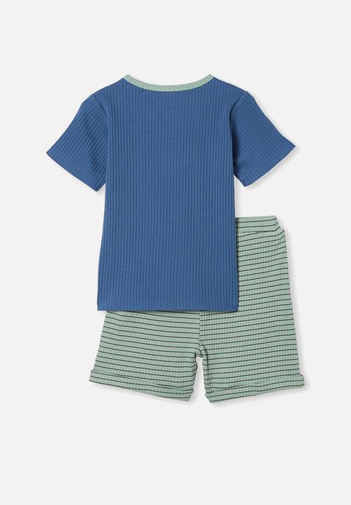Cotton On - Luke short sleeve pj set - petty blue