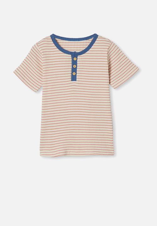 Cotton On - Luke short sleeve pj set - dark vanilla stripe