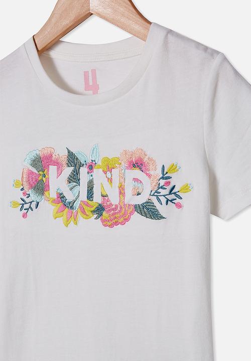 Cotton On - Stevie short sleeve embellished tee - vanilla