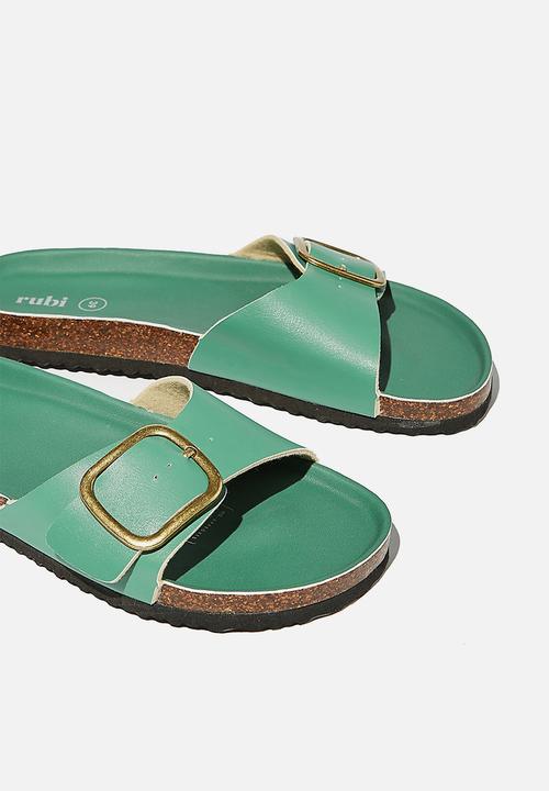 Cotton On - Rex oversized single buckle slide - vivid green pu