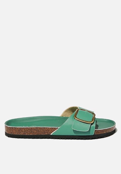 Cotton On - Rex oversized single buckle slide - vivid green pu