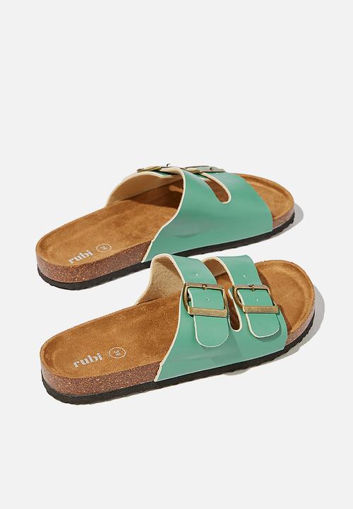 Cotton On - Rex double buckle slide - vivid green smooth pu