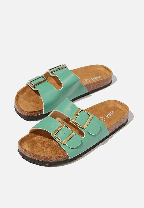 Cotton On - Rex double buckle slide - vivid green smooth pu