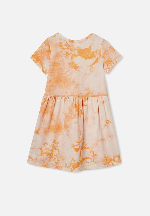 Cotton On - Freya short sleeve dress - apricot sun tie dye