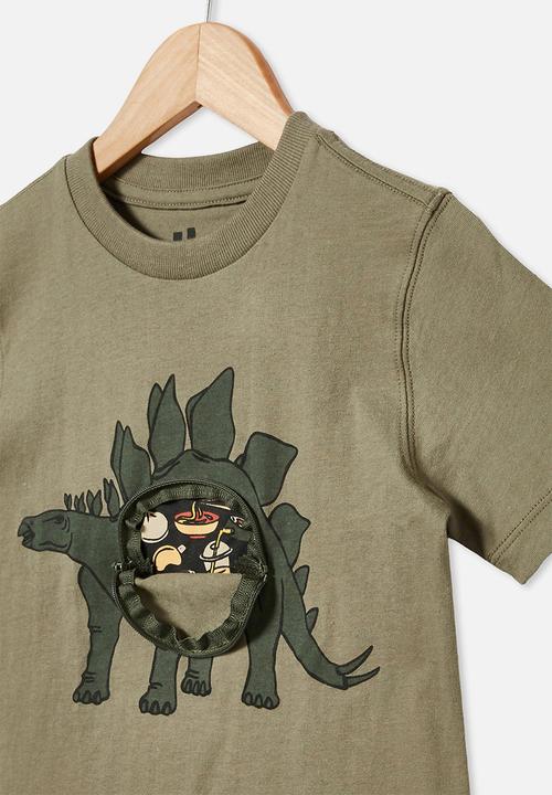 Cotton On - Downtown short sleeve tee - silver sage steg dino