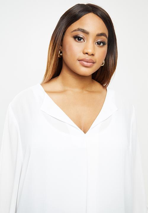 edit Plus - Rolled sleeve blouse - white