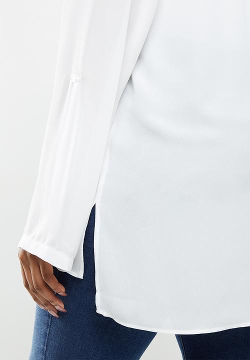 edit Plus - Rolled sleeve blouse - white
