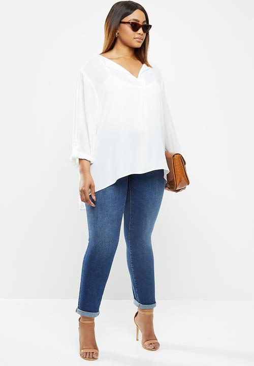edit Plus - Rolled sleeve blouse - white