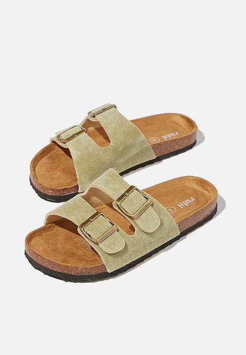 Cotton On - Rex double buckle slide - sage 