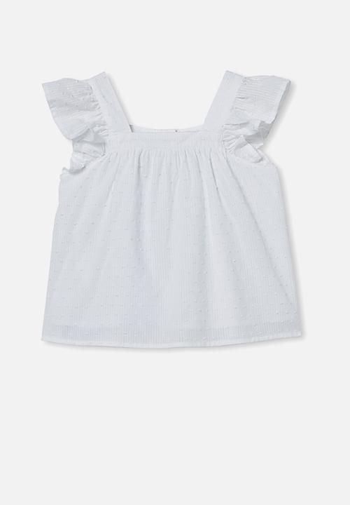 Cotton On - Polly placket sleeveless top - white