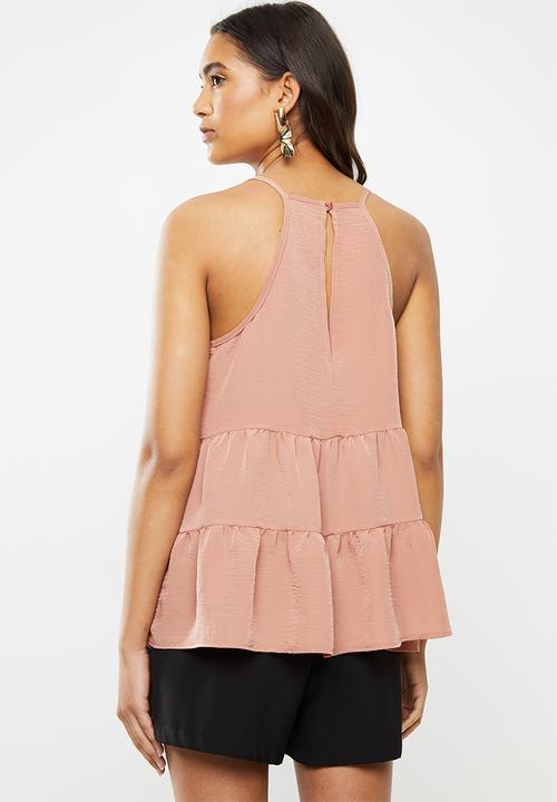 VELVET - Tiered halter cami - dusty coral