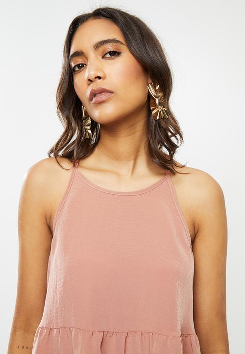 VELVET - Tiered halter cami - dusty coral